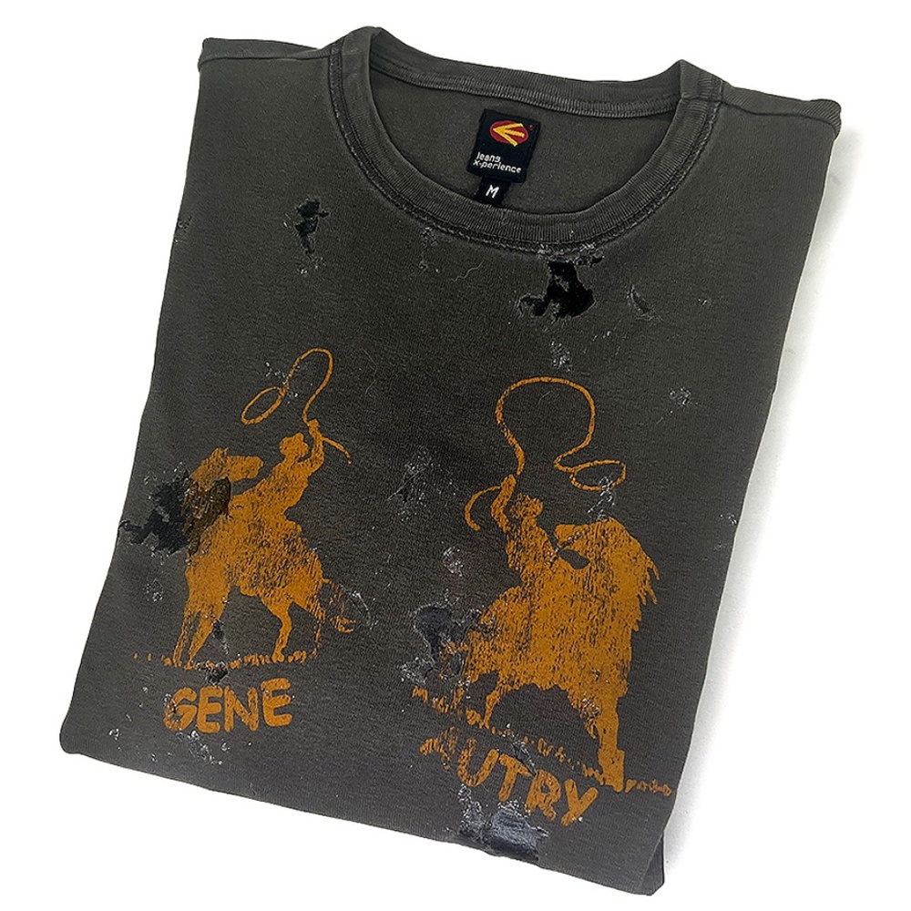 Vintage Dark Olive Long Sleeve Cowboy T-Shirt